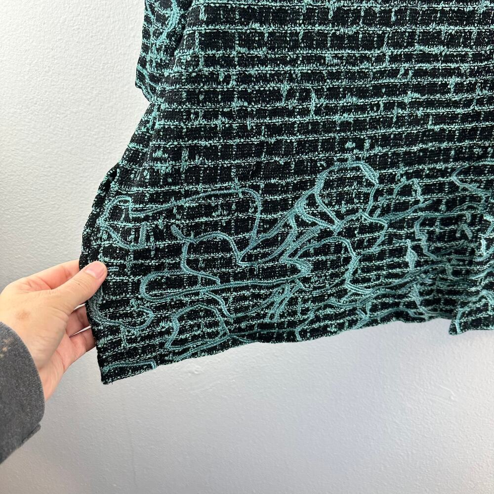 Ming Wang Black and Teal Patterned Tweed Jacket - Picture 6 of 12